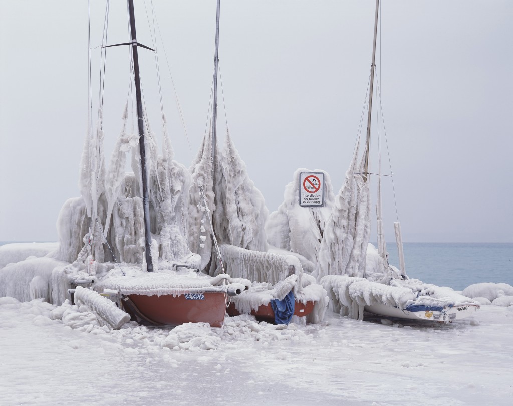 Ice storm on lake geneva 2014, Switzerland